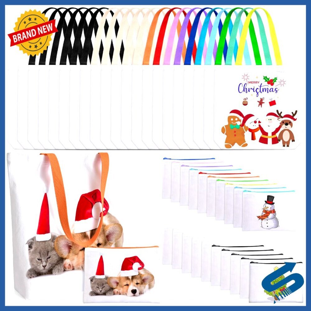 Canvas Tote Bags Bulk Set DIY Sublimation Heat Transfer Reusable Grocery